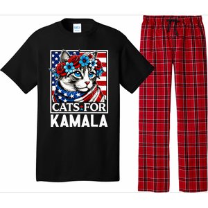 Cat Ladies For Kamala Funny Cat 2024 President Kamalaharris Pajama Set