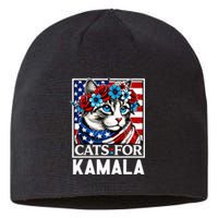 Cat Ladies For Kamala Funny Cat 2024 President Kamalaharris Sustainable Beanie