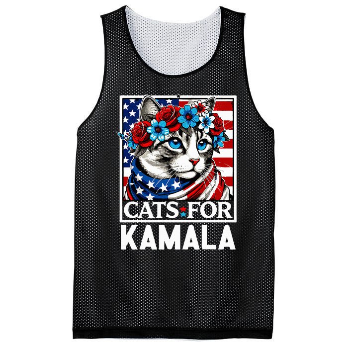 Cat Ladies For Kamala Funny Cat 2024 President Kamalaharris Mesh Reversible Basketball Jersey Tank