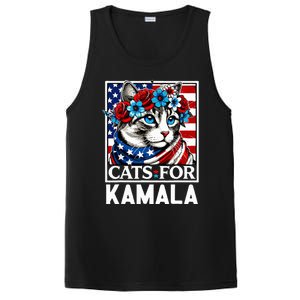 Cat Ladies For Kamala Funny Cat 2024 President Kamalaharris PosiCharge Competitor Tank