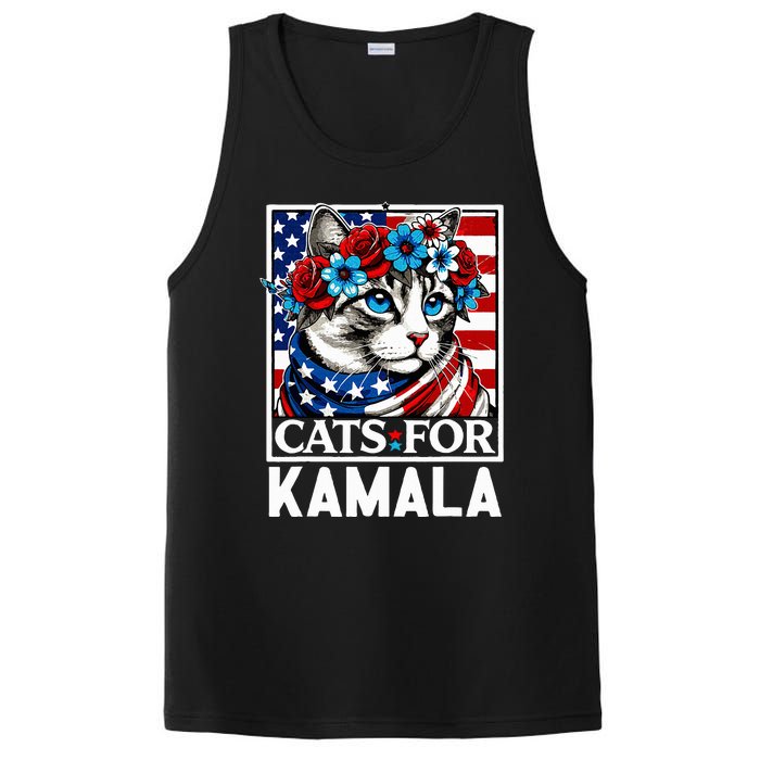 Cat Ladies For Kamala Funny Cat 2024 President Kamalaharris PosiCharge Competitor Tank