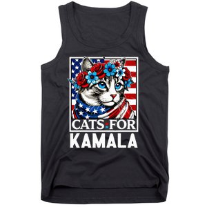 Cat Ladies For Kamala Funny Cat 2024 President Kamalaharris Tank Top