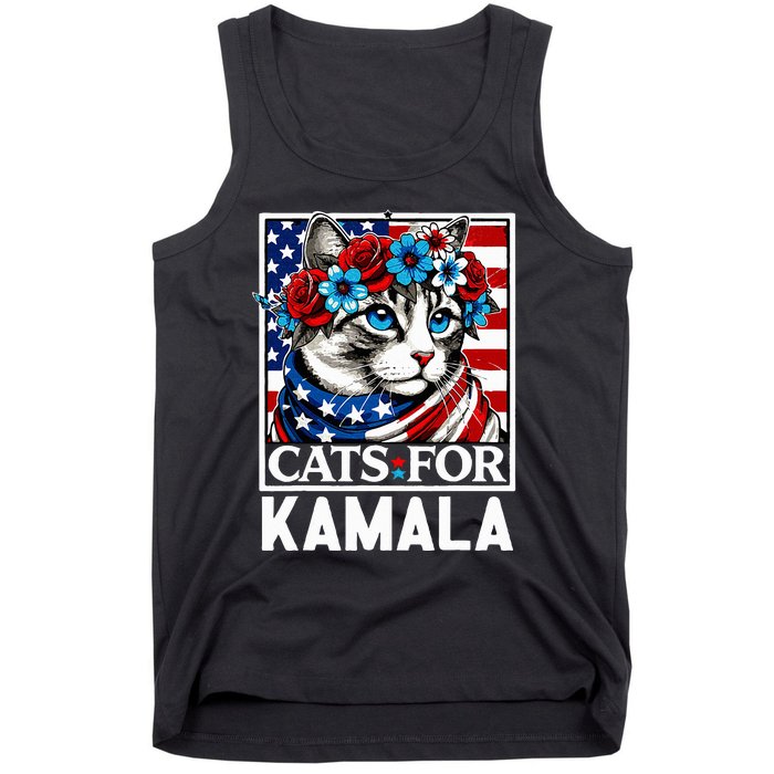 Cat Ladies For Kamala Funny Cat 2024 President Kamalaharris Tank Top