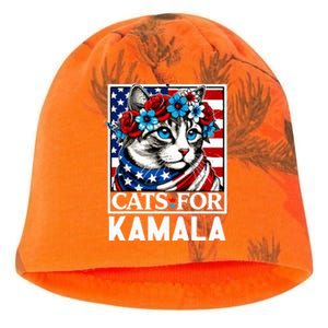 Cat Ladies For Kamala Funny Cat 2024 President Kamalaharris Kati - Camo Knit Beanie