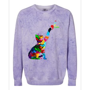 Cat Ladies For Kamala Funny Cat 2024 President Kamala Harris Cool Gift Colorblast Crewneck Sweatshirt