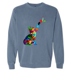 Cat Ladies For Kamala Funny Cat 2024 President Kamala Harris Cool Gift Garment-Dyed Sweatshirt