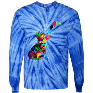 Cat Ladies For Kamala Funny Cat 2024 President Kamala Harris Cool Gift Tie-Dye Long Sleeve Shirt