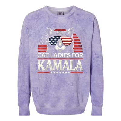 Cat Ladies For Kamala Funny Cat 2024 President Kamalaharris Colorblast Crewneck Sweatshirt