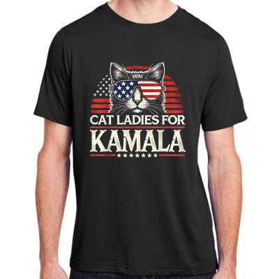 Cat Ladies For Kamala Funny Cat 2024 President Kamalaharris Adult ChromaSoft Performance T-Shirt