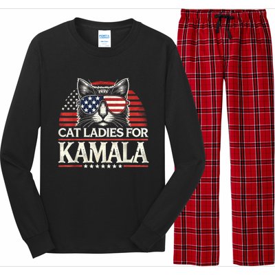 Cat Ladies For Kamala Funny Cat 2024 President Kamalaharris Long Sleeve Pajama Set