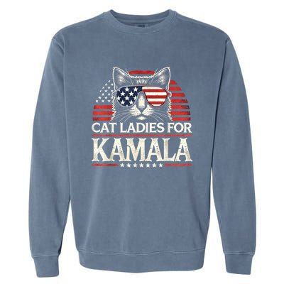 Cat Ladies For Kamala Funny Cat 2024 President Kamalaharris Garment-Dyed Sweatshirt