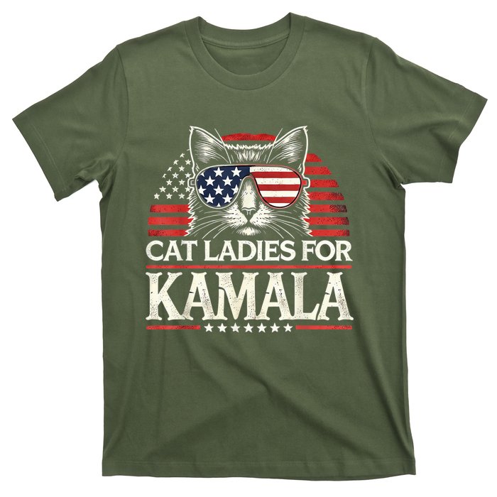 Cat Ladies For Kamala Funny Cat 2024 President Kamalaharris T-Shirt