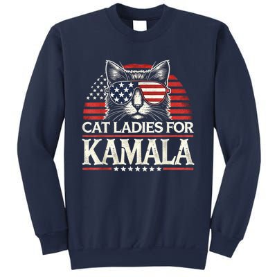 Cat Ladies For Kamala Funny Cat 2024 President Kamalaharris Sweatshirt