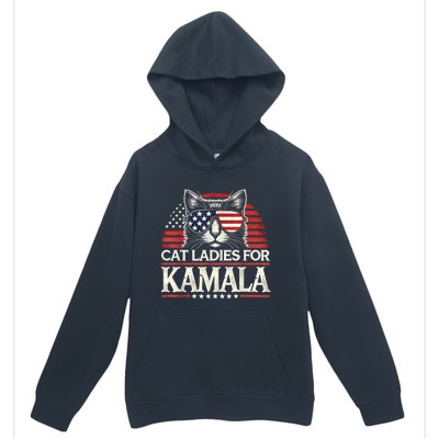 Cat Ladies For Kamala Funny Cat 2024 President Kamalaharris Urban Pullover Hoodie