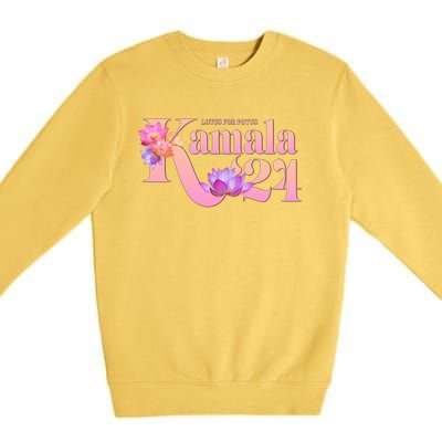 Cute Lotus Flowers Lotus For Potus Kamala Harris 2024 Premium Crewneck Sweatshirt