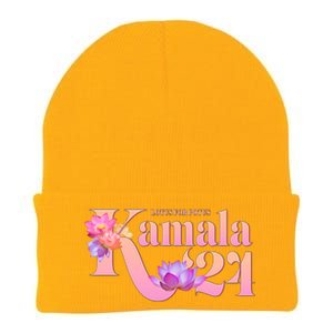 Cute Lotus Flowers Lotus For Potus Kamala Harris 2024 Knit Cap Winter Beanie