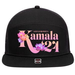 Cute Lotus Flowers Lotus For Potus Kamala Harris 2024 7 Panel Mesh Trucker Snapback Hat