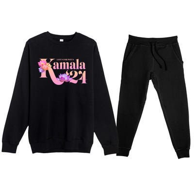 Cute Lotus Flowers Lotus For Potus Kamala Harris 2024 Premium Crewneck Sweatsuit Set