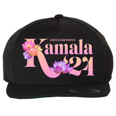 Cute Lotus Flowers Lotus For Potus Kamala Harris 2024 Wool Snapback Cap