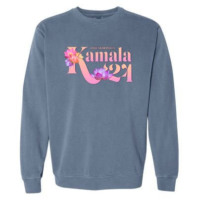 Cute Lotus Flowers Lotus For Potus Kamala Harris 2024 Garment-Dyed Sweatshirt