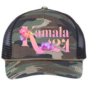 Cute Lotus Flowers Lotus For Potus Kamala Harris 2024 Retro Rope Trucker Hat Cap