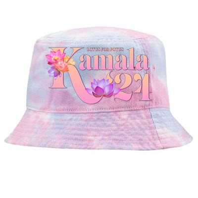 Cute Lotus Flowers Lotus For Potus Kamala Harris 2024 Tie-Dyed Bucket Hat