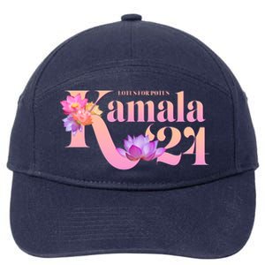 Cute Lotus Flowers Lotus For Potus Kamala Harris 2024 7-Panel Snapback Hat