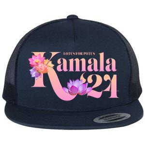 Cute Lotus Flowers Lotus For Potus Kamala Harris 2024 Flat Bill Trucker Hat