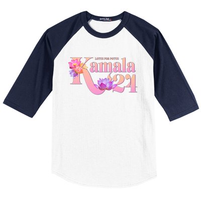 Cute Lotus Flowers Lotus For Potus Kamala Harris 2024 Baseball Sleeve Shirt