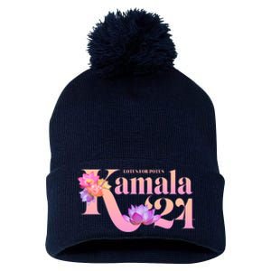 Cute Lotus Flowers Lotus For Potus Kamala Harris 2024 Pom Pom 12in Knit Beanie