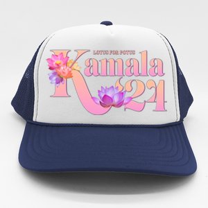 Cute Lotus Flowers Lotus For Potus Kamala Harris 2024 Trucker Hat