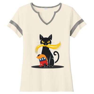 Cat Ladies For Kamala Harris Donald Trump 2024 Ladies Halftime Notch Neck Tee