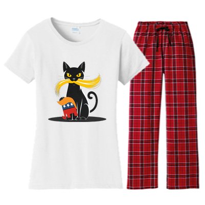 Cat Ladies For Kamala Harris Donald Trump 2024 Women's Flannel Pajama Set