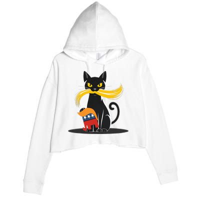 Cat Ladies For Kamala Harris Donald Trump 2024 Crop Fleece Hoodie