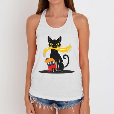 Cat Ladies For Kamala Harris Donald Trump 2024 Women's Knotted Racerback Tank