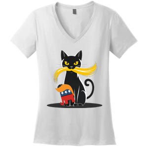 Cat Ladies For Kamala Harris Donald Trump 2024 Women's V-Neck T-Shirt