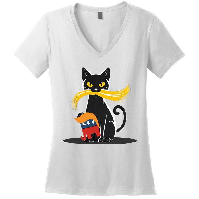 Cat Ladies For Kamala Harris Donald Trump 2024 Women's V-Neck T-Shirt