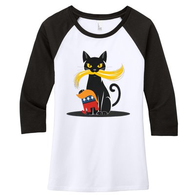 Cat Ladies For Kamala Harris Donald Trump 2024 Women's Tri-Blend 3/4-Sleeve Raglan Shirt