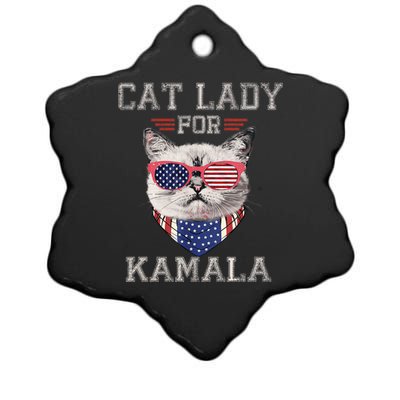 Cat Ladies For Kamala Funny Cat 2024 President Kamalaharris Ceramic Star Ornament