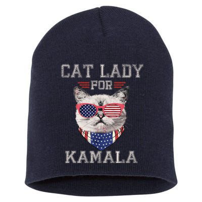 Cat Ladies For Kamala Funny Cat 2024 President Kamalaharris Short Acrylic Beanie