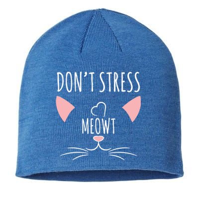 Cat Lover Funny Pun Dont Stress Meowt! Gift Sustainable Beanie