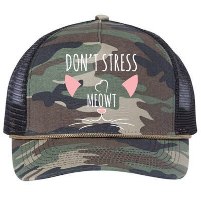 Cat Lover Funny Pun Dont Stress Meowt! Gift Retro Rope Trucker Hat Cap