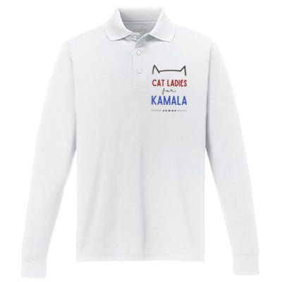 Cat Ladies For Kamala Cat Lady Gift Performance Long Sleeve Polo