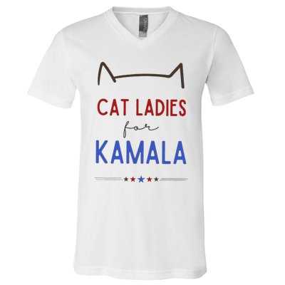 Cat Ladies For Kamala Cat Lady Gift V-Neck T-Shirt