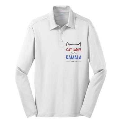 Cat Ladies For Kamala Cat Lady Gift Silk Touch Performance Long Sleeve Polo