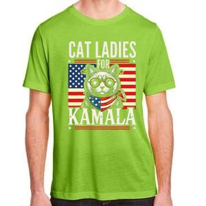 Cat Ladies For Kamala Cat 2024 President Harris Retro Adult ChromaSoft Performance T-Shirt