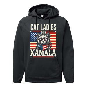 Cat Ladies For Kamala Cat 2024 President Harris Retro Performance Fleece Hoodie