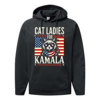 Cat Ladies For Kamala Cat 2024 President Harris Retro Performance Fleece Hoodie