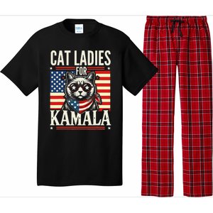 Cat Ladies For Kamala Cat 2024 President Harris Retro Pajama Set