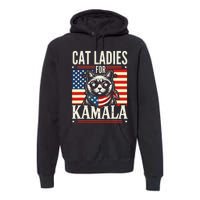 Cat Ladies For Kamala Cat 2024 President Harris Retro Premium Hoodie